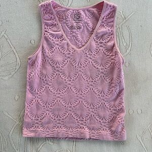 Rose Pink V-Neck Knit Tank Top